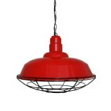 Eden Red Industrial Cage Pendant Light
